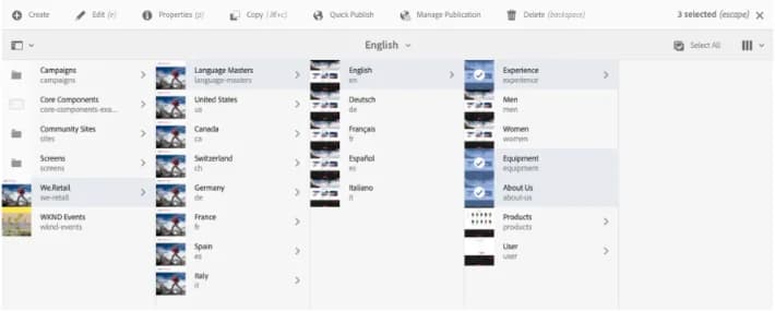 Adobe Experience Manager authoring view