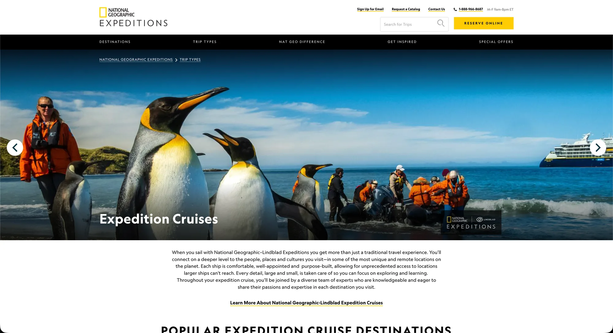National Geographic × Lindblad co-branding screenshot